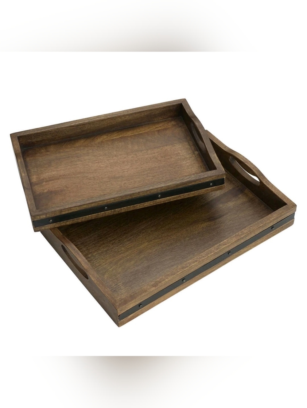 Mikasa, (Set of 2) Vintage Style Mango Wood Nesting Decorative Serving Trays